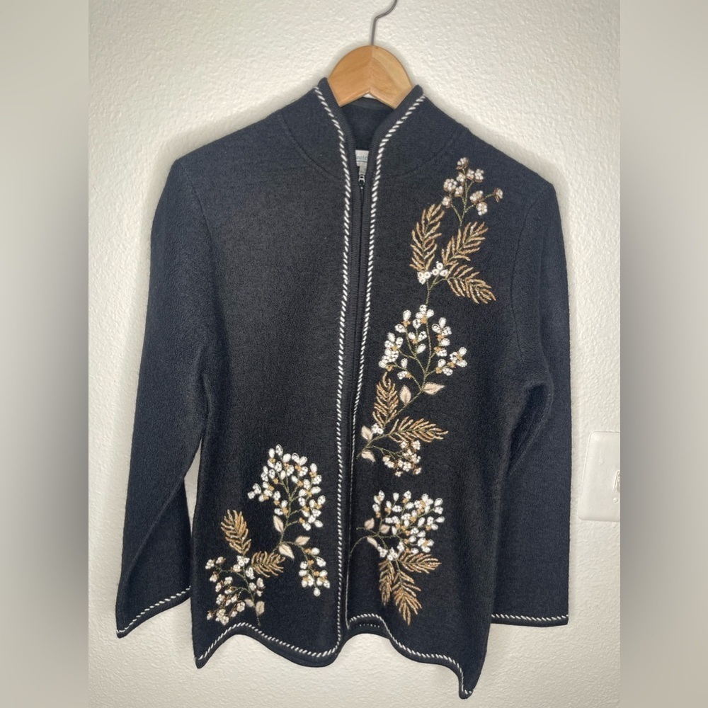 Coldwater Creek Black Boiled Wool Jacket sz s